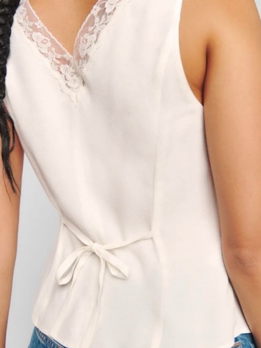 Reformation Cristina Sleeveless Blouse Ivory New - Picture 4 of 15